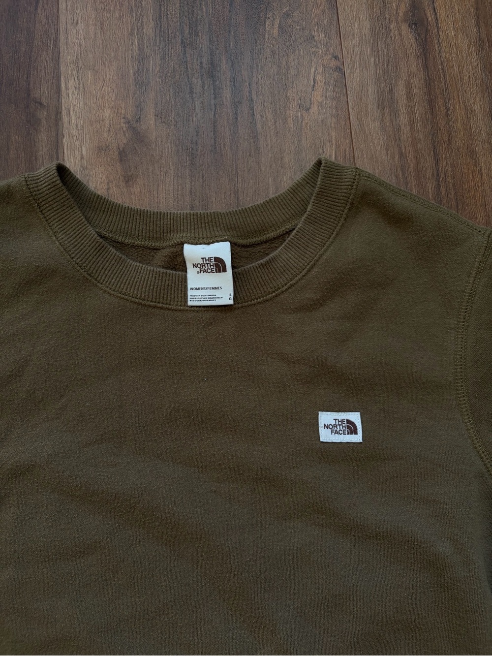 The North Face Olive Green Crewneck Sweatshirt Outdoor Gorpcore Pullover Logo - Picture 4 of 8